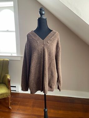 Fashion Bug Brown V-Neck Oversized Sweater